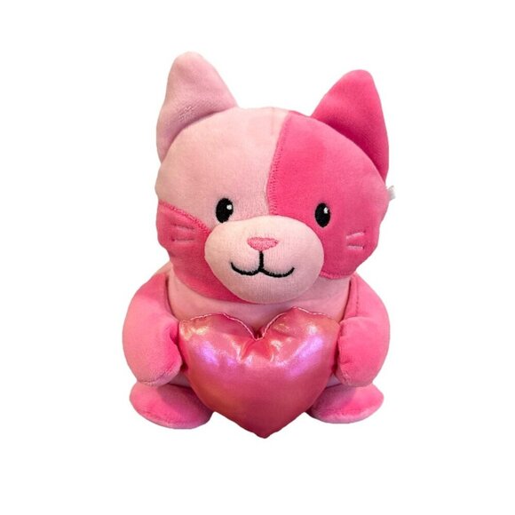 Pink Cat Plush Holding Heart Stuffed Animal Valentine's Day 6" Target - Picture 1 of 8